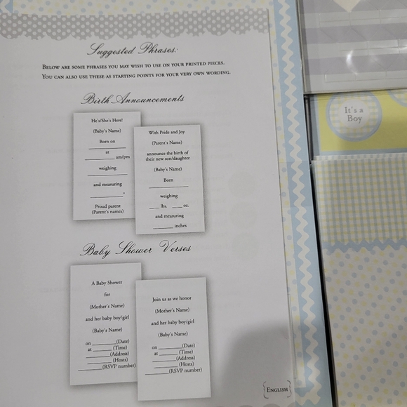 NEW 50 Count Create Your Own Baby Boy Birth Announcements Kit Blue Print - Picture 2 of 6